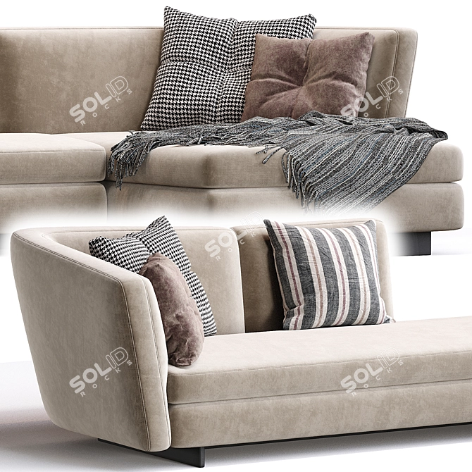Luxurious Seymour Sofa in Gray 3D model image 5