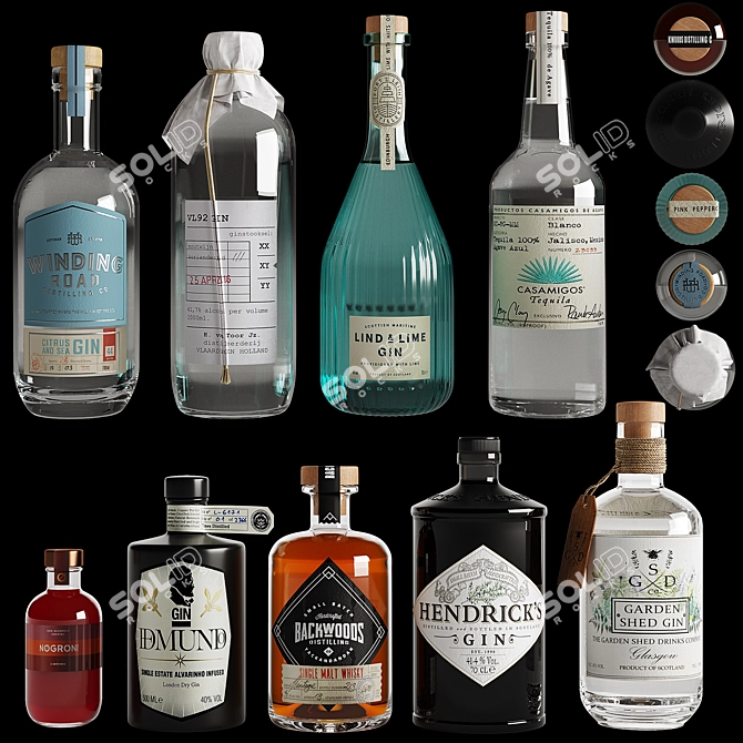 Gin Bottle Set Collection 01 3D model image 1