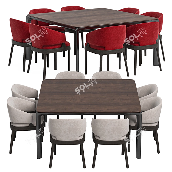 Modern Custom Dining Set Homey Wood 3D model image 1