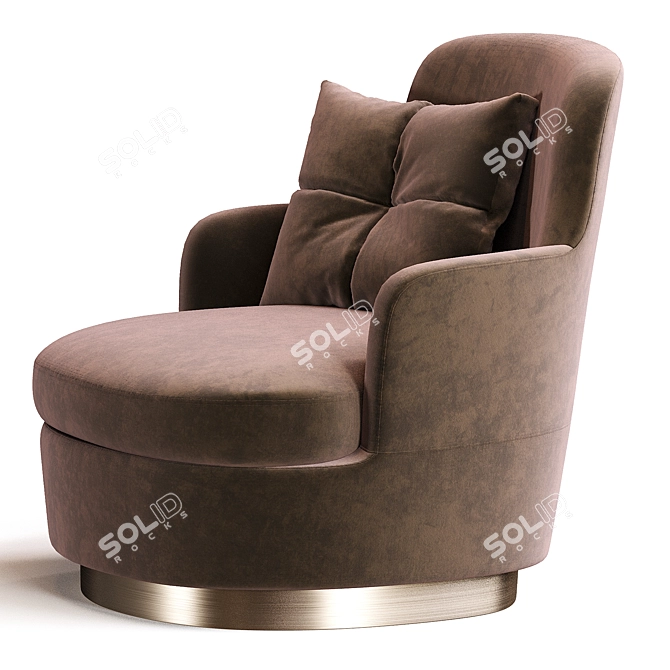 Elegant Modern Armchair in Velvet 3D model image 1