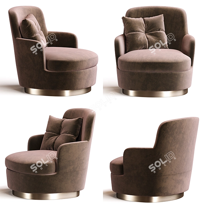 Elegant Modern Armchair in Velvet 3D model image 2