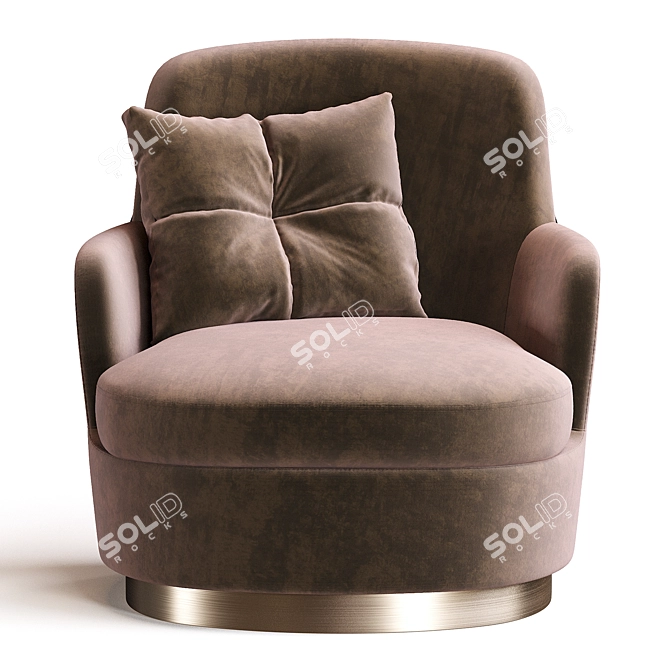 Elegant Modern Armchair in Velvet 3D model image 3