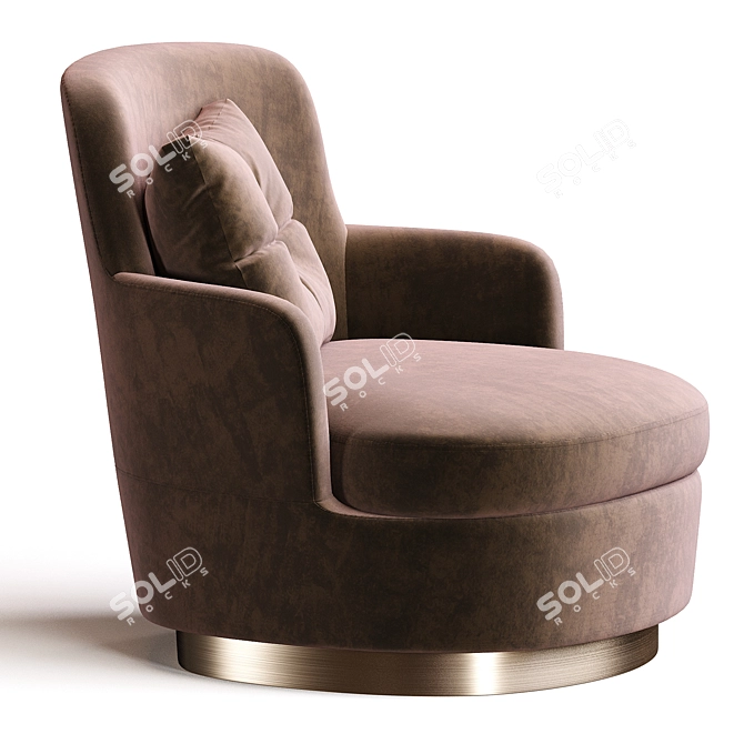 Elegant Modern Armchair in Velvet 3D model image 4