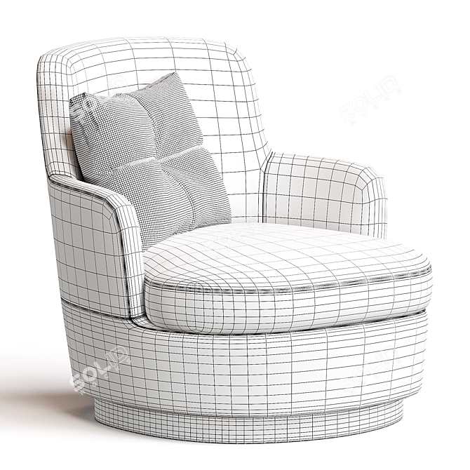 Elegant Modern Armchair in Velvet 3D model image 7