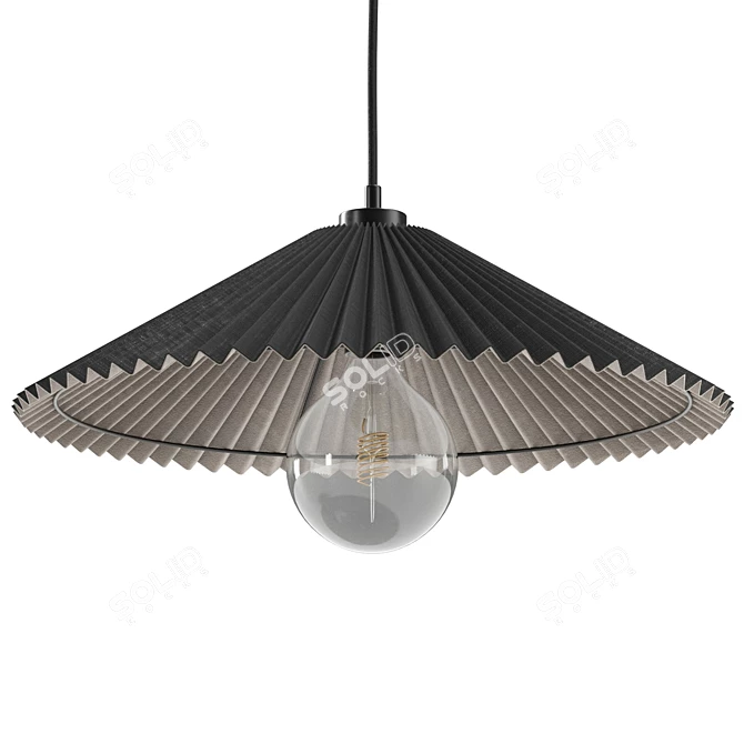 Modern Pleated Pendant Light, Real-Size 3D model image 1