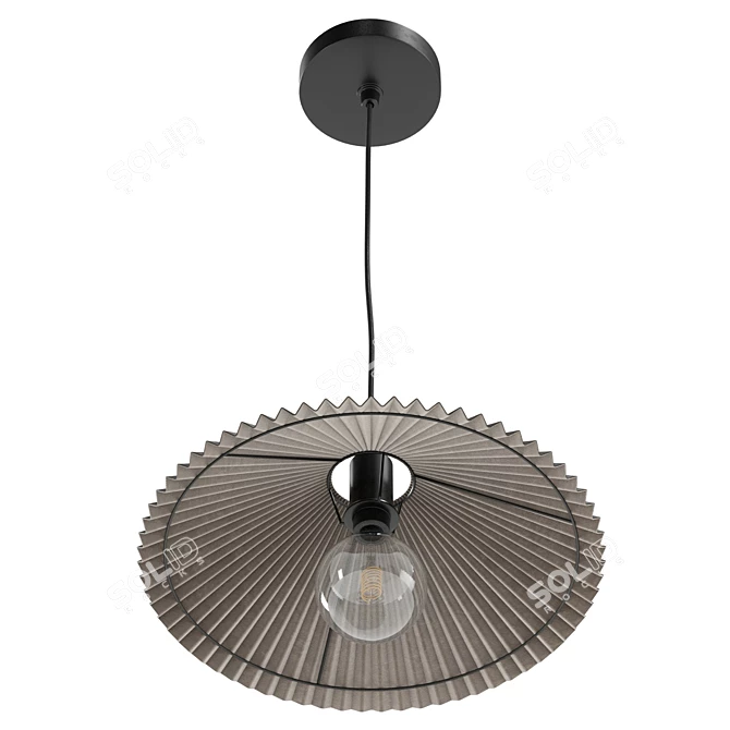 Modern Pleated Pendant Light, Real-Size 3D model image 3