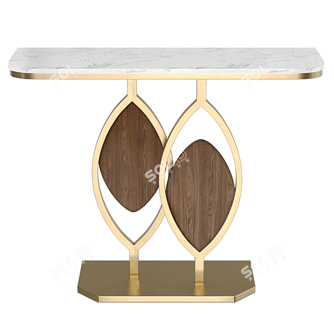 White Stone Top Console Table 3D model image 2