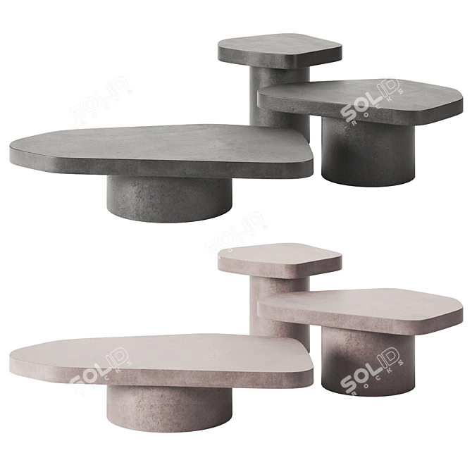 Modern Concrete Bao Table by Baxter 3D model image 1
