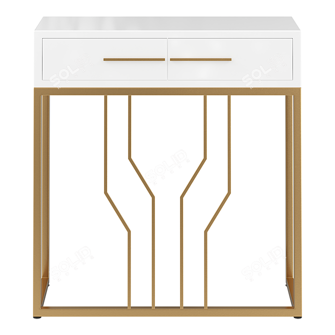 Black Narrow Console Table with Drawers 3D model image 2