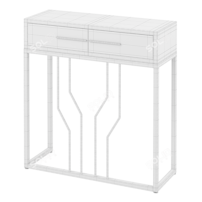 Black Narrow Console Table with Drawers 3D model image 5