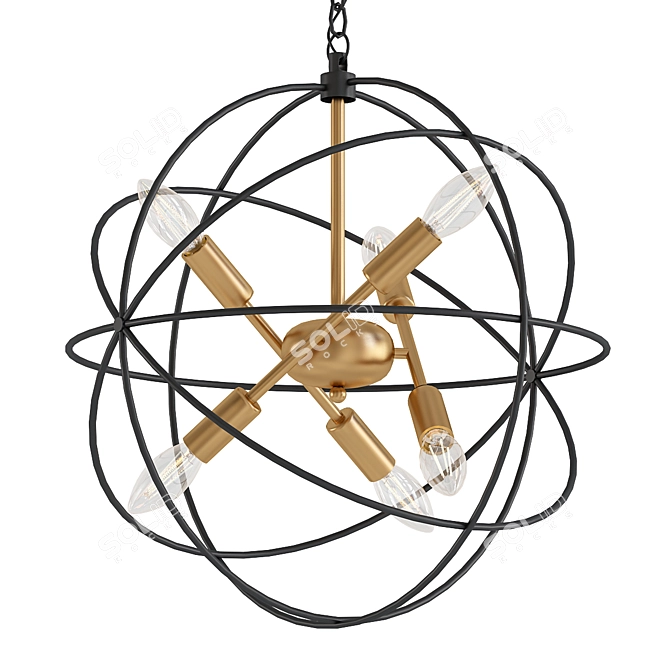 Modern Metal Circle Chandelier Fixture 3D model image 1