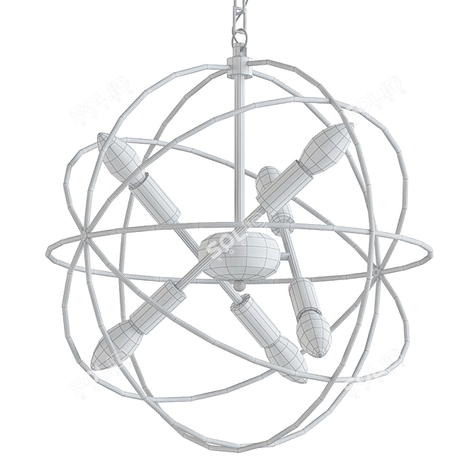 Modern Metal Circle Chandelier Fixture 3D model image 2