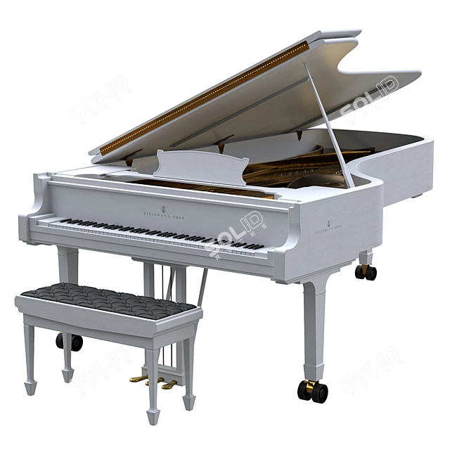 Elegant 2015 Steinway White Grand Piano 3D model image 1