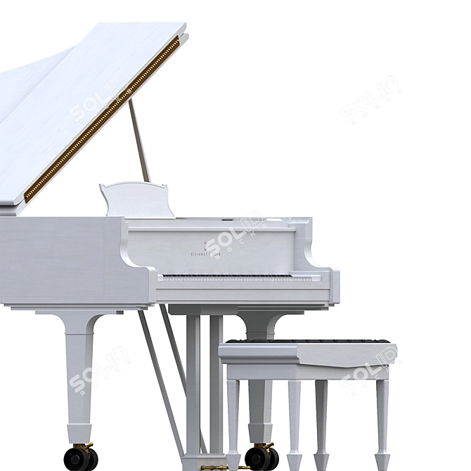 Elegant 2015 Steinway White Grand Piano 3D model image 2