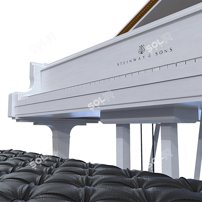 Elegant 2015 Steinway White Grand Piano 3D model image 5