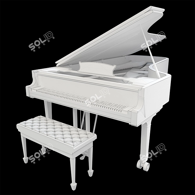 Elegant 2015 Steinway White Grand Piano 3D model image 7