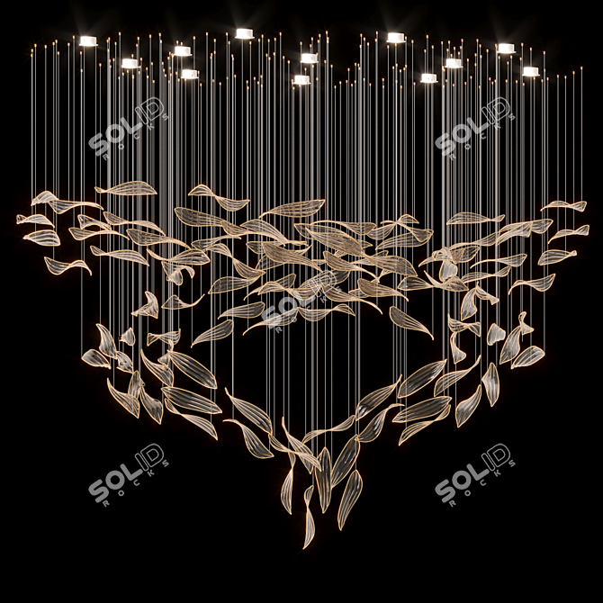 Elegant Metal Glass Sculptural Table 3D model image 1