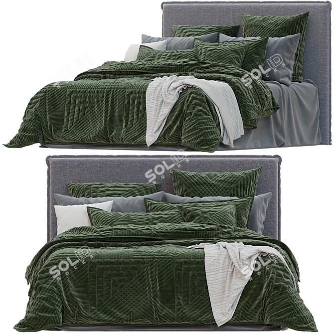 Bianca Olive Coverlet Set  3D model image 1