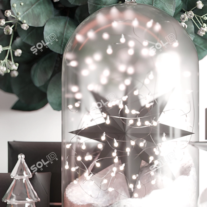 Christmas Eucalyptus Wreath Decor Set 3D model image 2