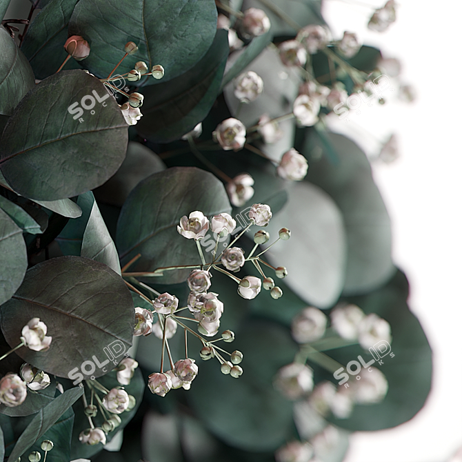 Christmas Eucalyptus Wreath Decor Set 3D model image 3