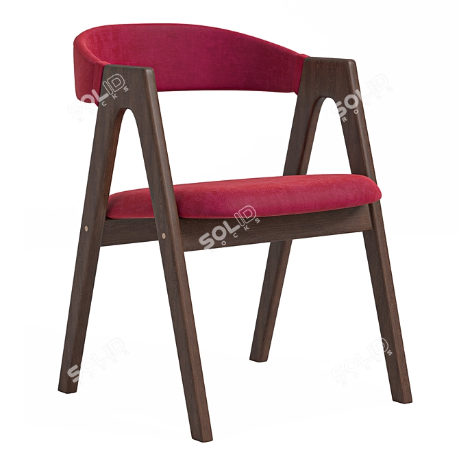 Dublin chair, Beige Velvet, Solid Oak 3D model image 2