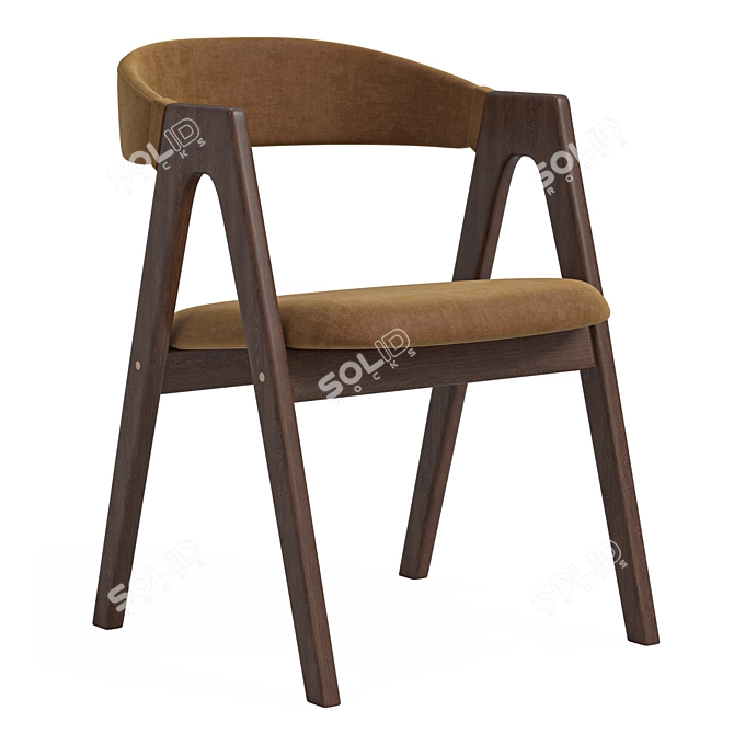 Dublin chair, Beige Velvet, Solid Oak 3D model image 3