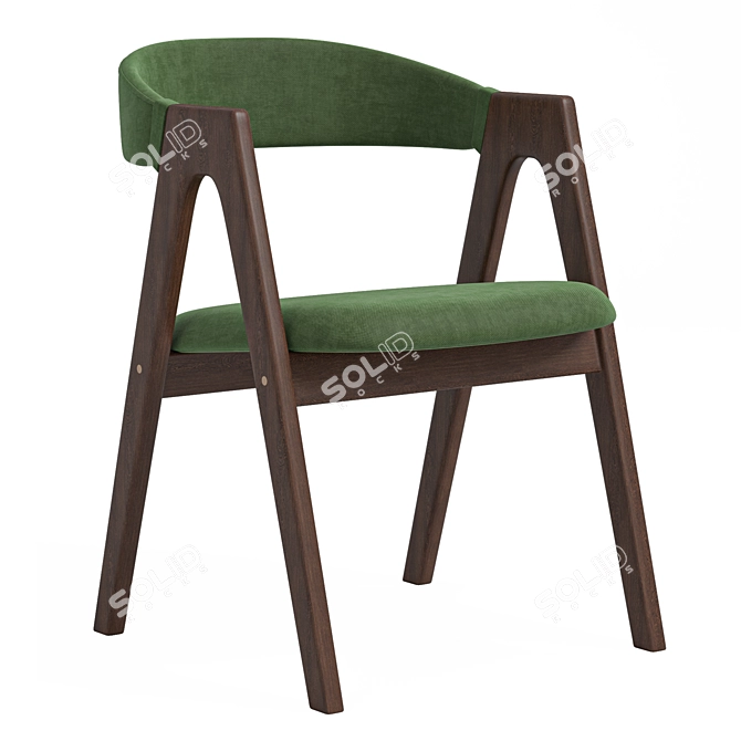 Dublin chair, Beige Velvet, Solid Oak 3D model image 4