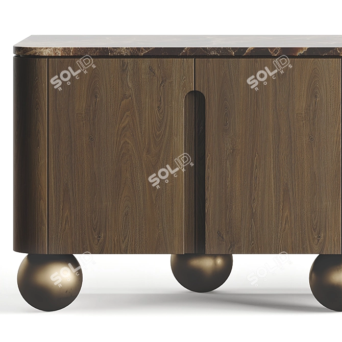 Luxury Wood Sideboard, Dual Material 3D model image 3