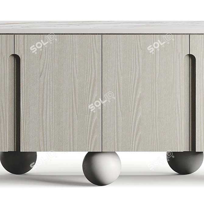 Luxury Wood Sideboard, Dual Material 3D model image 5