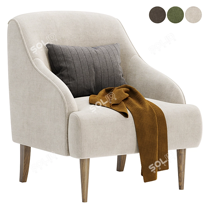 Aubrey Upholstered Armchair Trio 3D model image 1