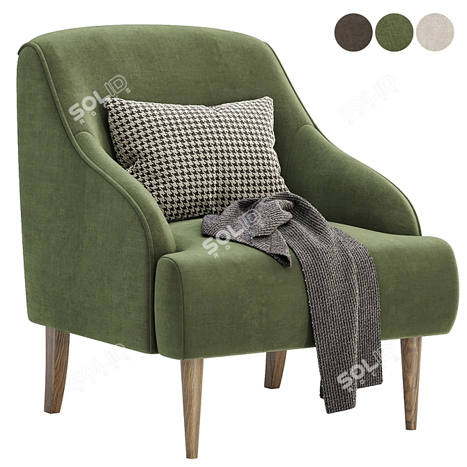 Aubrey Upholstered Armchair Trio 3D model image 2