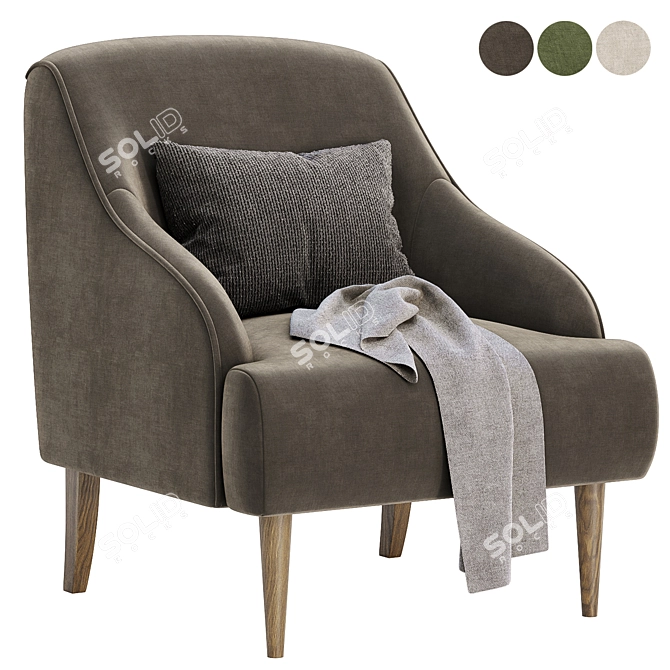 Aubrey Upholstered Armchair Trio 3D model image 3