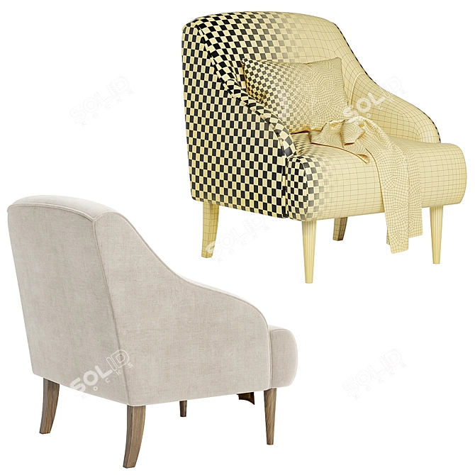 Aubrey Upholstered Armchair Trio 3D model image 5