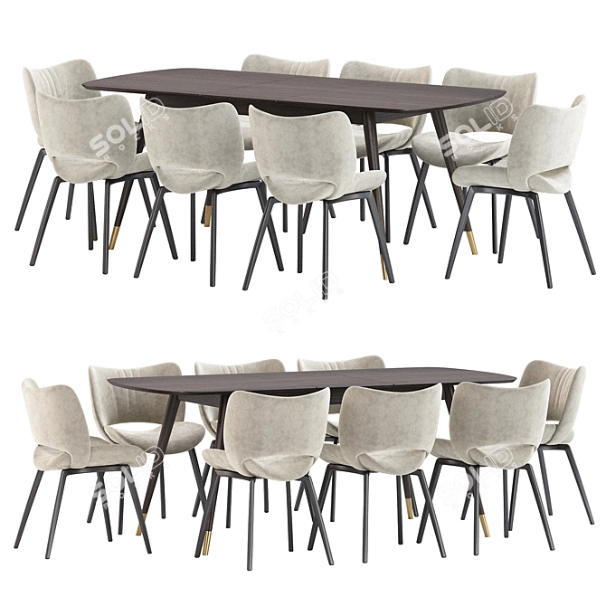 Elegant Poltrona Frau Dining Set 3D model image 1