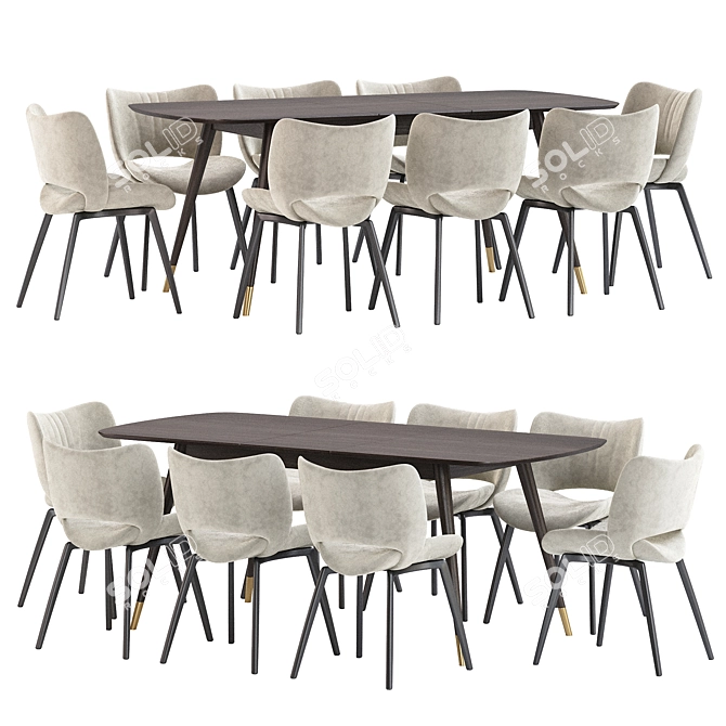 Elegant Poltrona Frau Dining Set 3D model image 2