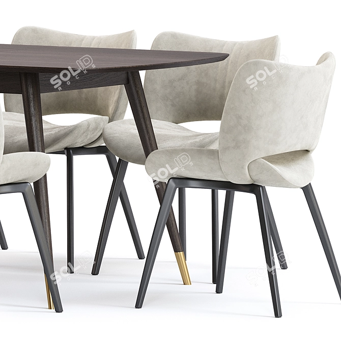 Elegant Poltrona Frau Dining Set 3D model image 3