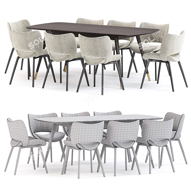 Elegant Poltrona Frau Dining Set 3D model image 4