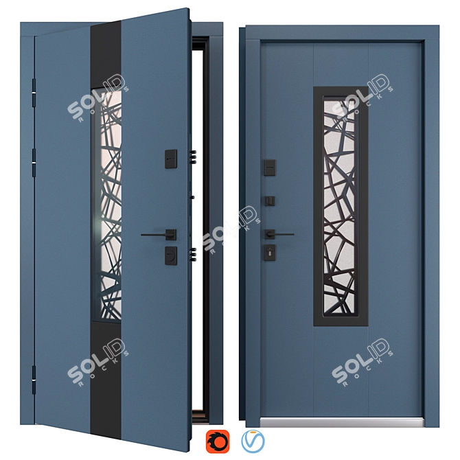 Modern Olimpia Glass Entry Door 3D model image 1