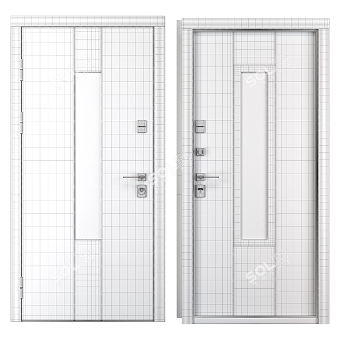 Modern Olimpia Glass Entry Door 3D model image 4