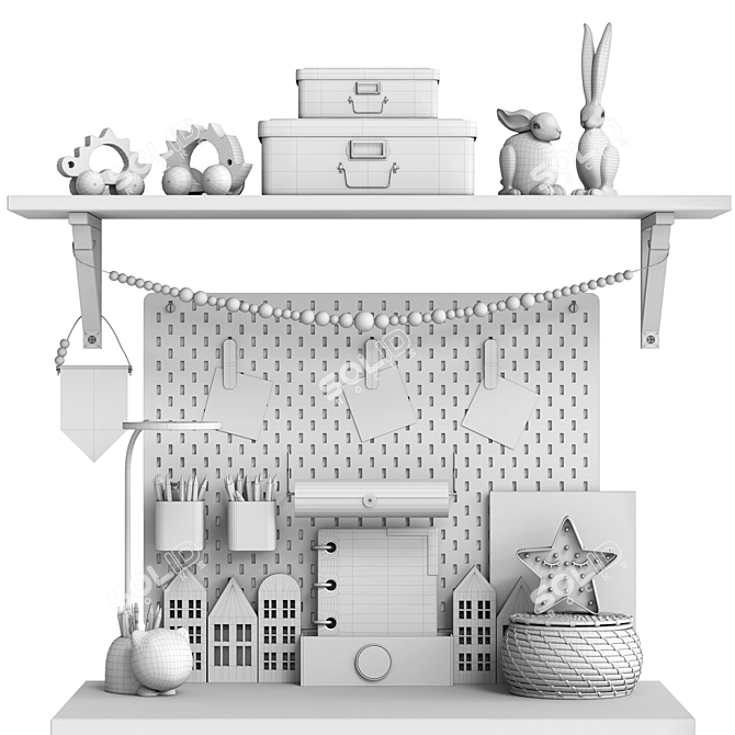 Kids Furniture & Decor Set 3D model image 3