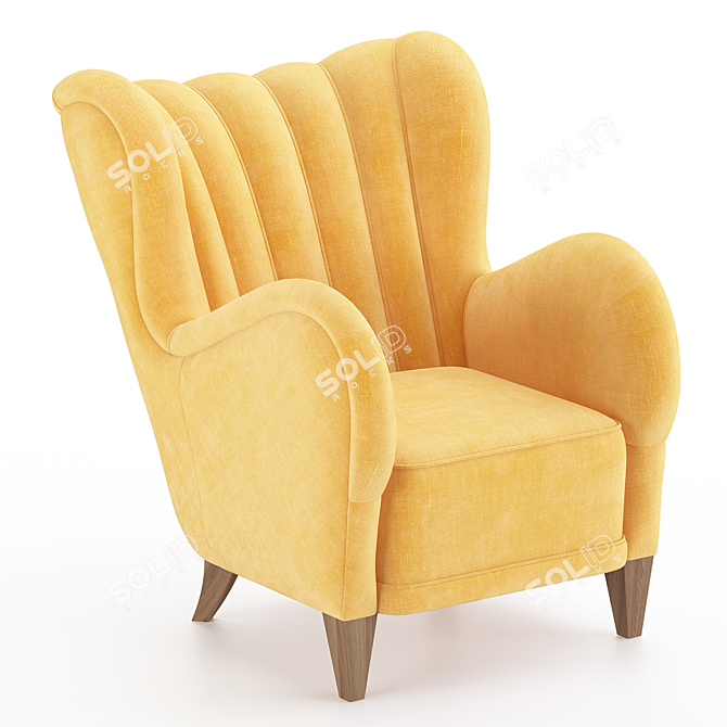 Mustard Yellow Velvet Club Chair 3D model image 1