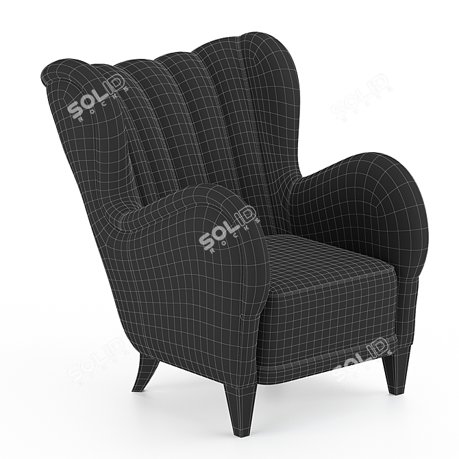 Mustard Yellow Velvet Club Chair 3D model image 2