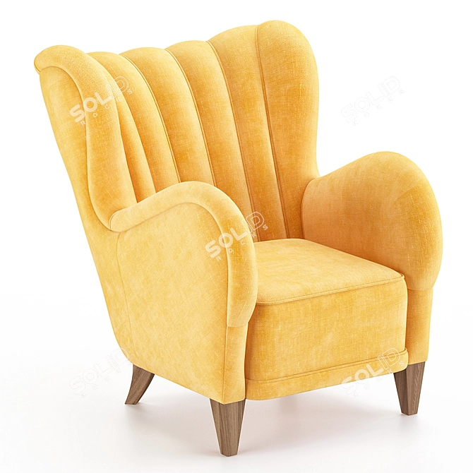 Mustard Yellow Velvet Club Chair 3D model image 3