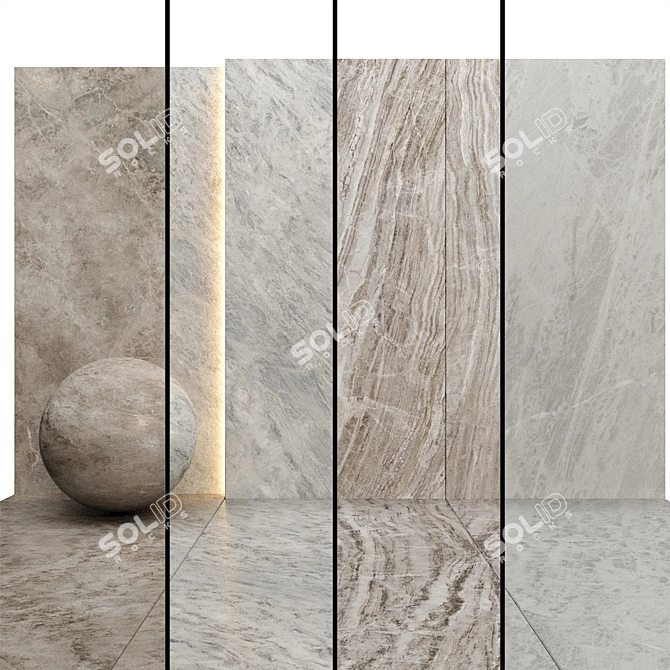 Marble Textured Slab Set 06 3D model image 1