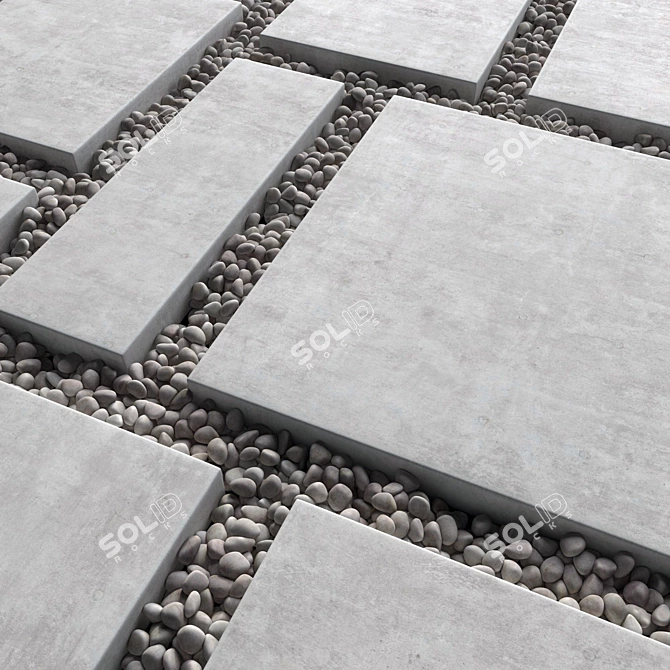 Multi-texture geometric paving set 3D model image 2