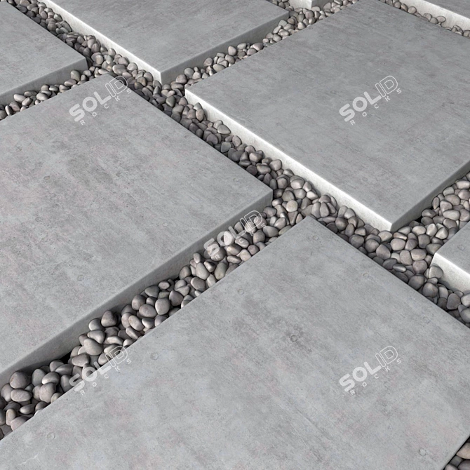 Multi-texture geometric paving set 3D model image 3