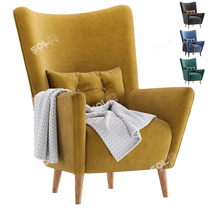 Modern Yellow Armchair Nosta Divan 3D model image 1