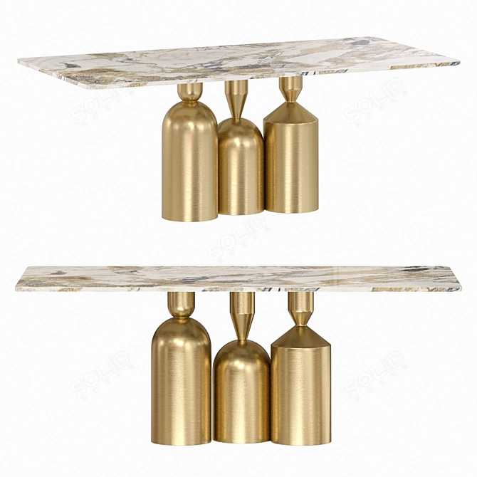 Modern Stone Top Dining Table 3D model image 1