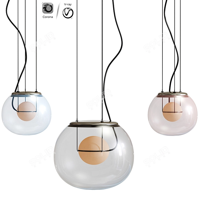 Big One Blown Glass Pendant 3D model image 1