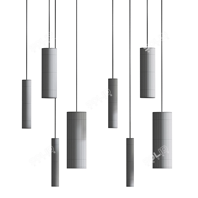 Cylinder Pendant Light, Realistic 3D 3D model image 2